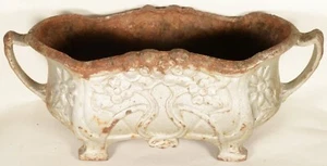 French antique vintage ornate cast iron jardiniere garden planter floral pattern - Picture 1 of 6