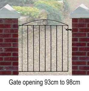 More details for metal garden gate black wrought iron, to fit 93 - 98cm wide opening, lockable