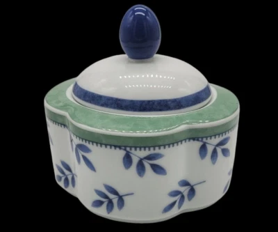 Villeroy & Boch Sugar Bowl w Lid Switch 3 Blue  & Green Design Germany - Image 1 of 4