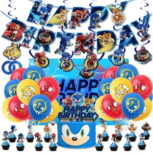 Sonic The Hedgehog Happy Birthday Banner Cake Topper Balloons Party Suppliers AU - Picture 1 of 17