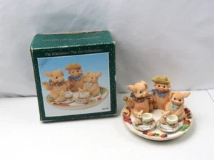 Vintage Young's Inc 1985 Schwein Miniatur Teeservice handbemalt #30231 komplett - Bild 1 von 6