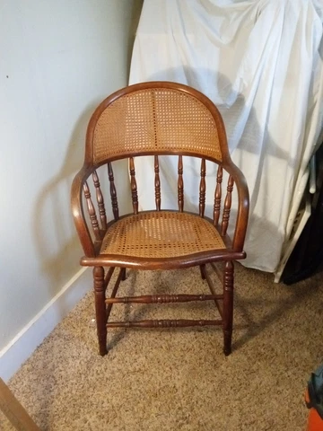 Vintage Cane Back &Seat Office Chair  Armchair  Mid Century Made USA Cover
