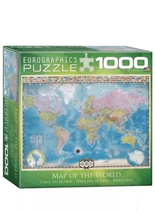 Map of the World Eurographics 1000 Pc Jigsaw Puzzle 19.25 x 26.6" USA made NEW - Picture 1 of 2