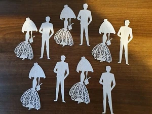 10 x Tattered Lace Retro Bride & Groom Die Cuts in White - Cardmaking etc - Picture 1 of 2