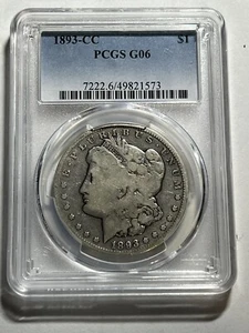 1893 CC $1 Morgan Silver Dollar PCGS G06 Key Date - Picture 1 of 4
