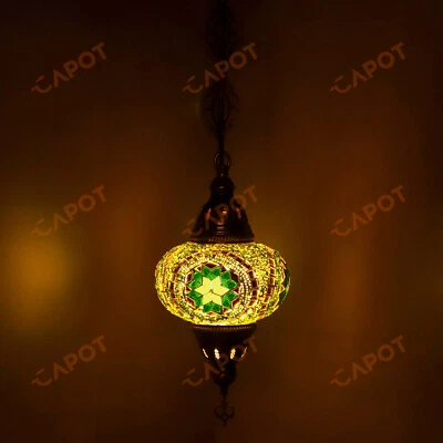 Lustre suspension plafond mosaïque turque marocain luminaire lampe lanterne - Photo 1/4