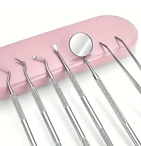 6er Set Zahnreinigung Zahnpflege Zahnarztbesteck Zahnsteinentferner Instrumente - Bild 1 von 14