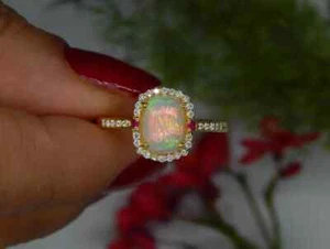 Natural Fire Opal Ring, 10K Gold ring Wedding And Anniversary Engagement Rings - Picture 1 of 6