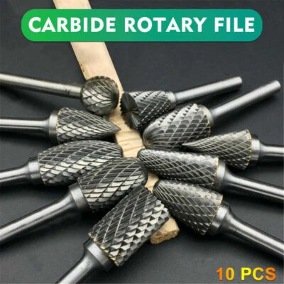 10X Rotary Burr Bit Tungsten Carbide Point Die Grinder Shank Carving Set Tools
