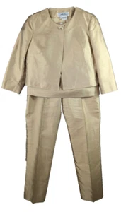 CARLISLE Anzug Set Cropped Hose Blazer Top Seide Vintage GoldY2K SIEHE FOTOS 4 Gr. - Bild 1 von 22