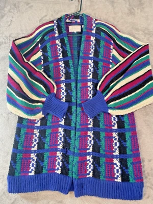 Vintage Expressly for Joyce Womens Sweater Med Cardigan Loud Grannycore Chunky - Image 1 of 4
