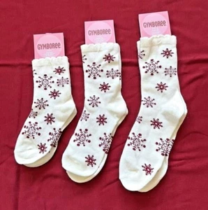 NWT Gymboree MOUNTAIN CABIN Holiday Ivory Red Snowflake socks 3 4 5 6 7 8 9 10 - Picture 1 of 2