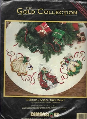 Dimensions Mystical Angels Tree Skirt Kit, Counted Cross Stitch, Sealed, 1995 - Image 1 of 4