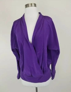 NEW Chelsea Flower $255 NWT Drape Front Ban Long Sleeve Silk Top M - Picture 1 of 7