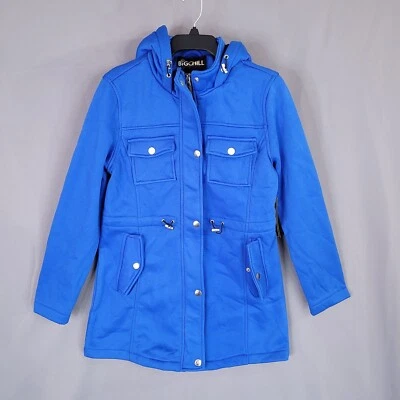 Abrigo con capucha Big Chill para mujer cremallera completa manga larga azul talla M (S real) Foto 1 de 4
