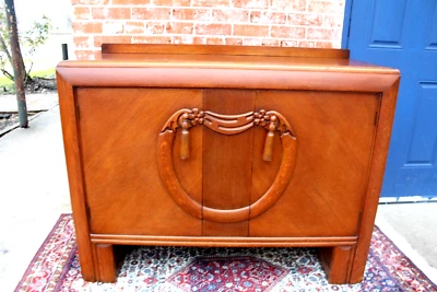 English Antique Oak Art Deco Sideboard | Small Buffet or Bar Cabinet - Image 1 of 4