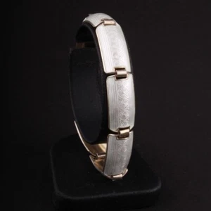 Pulsera de ley dorada vintage ANA con esmalte blanco. Plata. 925S - Imagen 1 de 7
