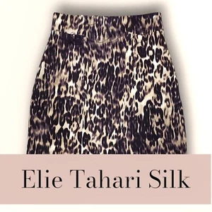 Elie Tahari 100 % Seide Bleistiftrock Leopardenmuster elegant Freizeit Damengröße S - Bild 1 von 10