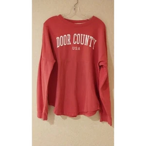 MV Sport Red Size Large Door County USA Shirt Tee Cotton Crew - Picture 1 of 4