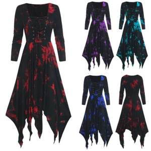 Halloween Costume Ladies Cosplay Witch Fancy Dress Renaissance Medieval Gothic - Picture 1 of 18
