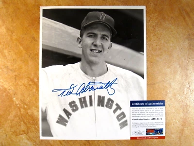 TED ABERNATHY SIGNED AUTOGRAPHED B&W 8X10 PHOTO 1ST TM 1955-57-60 SENATORS PSA - Image 1 of 2