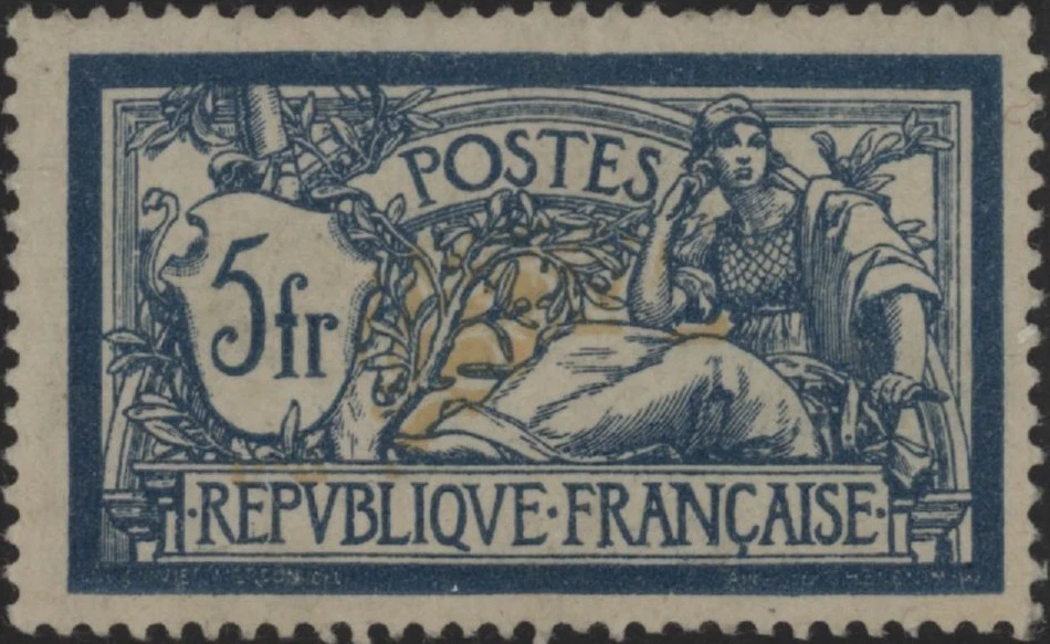 France 5f deep blue & buff stamp SG 308 MNG - Image 1 of 1