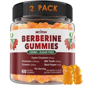 2er Pack - Berberin Gummis 1500mg Zuckerfrei Bio Berberin Nahrungsergänzung mit C... - Bild 1 von 9