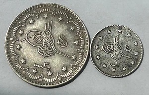 TURKEY SILVER 5 KURUSH 1327/3 & 1 KURUSH 1327/1 - KM# 750 - Picture 1 of 2
