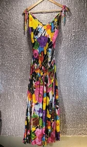 Just For Fun By Jams World Size Tie Dye Midi Dress Pocket Rayon Hawaiian - Picture 1 of 14