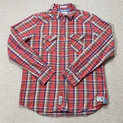 Marlboro Classics Flannel Shirt Mens Large Slim Fit Red Plaid Western Pearl Snap - Image 1 of 4