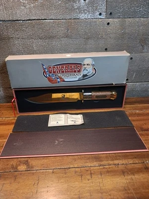 RARE GOLD Plated GENERALS OF THE CONFEDERACY PGT Beauregard BOWIE KNIFE  - Image 1 of 4