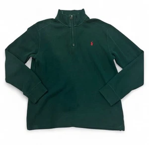 Polo Ralph Lauren Quarter Half Zip Green Sweater  Size Large - Picture 1 of 5