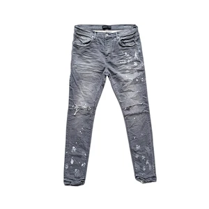Pantalones de mezclilla ajustados Purple Brand P001 en gris desgastado abertura en la rodilla para hombre talla 33 - Imagen 1 de 10