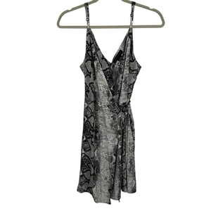 Vestido envolvente con tiras de espagueti Sanctuary talla XL negro animal estampado de serpiente hasta la rodilla - Imagen 1 de 13