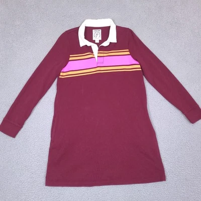 Vestido camisa polo Lands End rugby meninas jovens médio 10-12 vermelho borgonha - Imagem 1 de 4