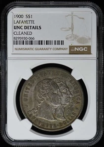 LAFAYETTE 1900 Silver Commemorative S$1 NGC UNC Details - Picture 1 of 2