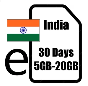 India eSIM 5GB - 20GB for 30 Days - Data Only, Email Delivery, No SIM Card - Picture 1 of 7