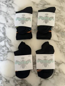 Bombas XS Black Bee Better Ankle and Crew Honeycomb Socks Set of 4 Kids Age 5-11 - Picture 1 of 7