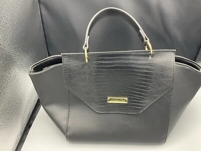 London Fog Black Faux Leather Handbag Bag Faux Alligator*Good Shape - Image 1 of 3