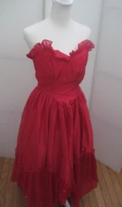VTG 80s Prom Dress XS Red Southern Belle Style Prom Dress Party Asymmetrical Hem - Picture 1 of 23