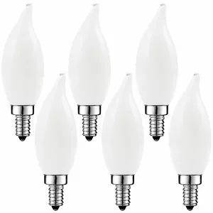 Luxrite Frosted LED Candle Bulbs 60W Equivalent 450lm 2700K UL E12 Base 6-Pack - Picture 1 of 7