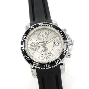Montblanc Meisterstück 7034 Automatic Chronograph Silver 41mm on Rubber Strap - Picture 1 of 14