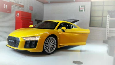 1:24 Audi R8 V10 Yellow 2016 24065 Detailed Welly G LGB Scale Diecast Model Car - Image 1 of 4