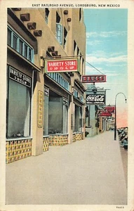 Lordsburg, New Mexico Postcard East Railroad Avenue Coca Cola Sign c 1937  M7 - Picture 1 of 2