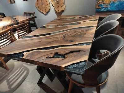 Resin Table Natural Wood Dining Office Table Epoxy Table Resin Dining Table - Image 1 of 4