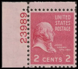 US 806 Presidential John Adams 2c plate single UL 23989 MNH 1938 - Picture 1 of 1