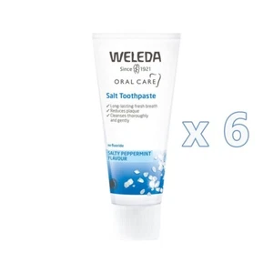 6 x Weleda Oral Care Organic Toothpaste Salt 75ml Salty Peppermint Flavour - Picture 1 of 5