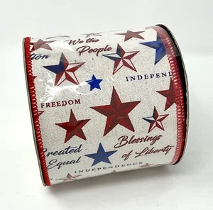 D. Stevens Ribbon 4” X 10 Yds. NEW Sealed 4th Of July Pattern Patriotic Stars - Picture 1 of 4