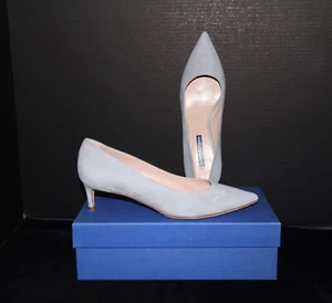 NIB Stuart Weitzman ‘LEIGH’ Kitten Pump, DOVETAIL, Lt. Grey Suede US 8.5N w/bag - Picture 1 of 11