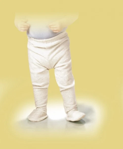 ALLSANA Lotties Frottee Unterhose lang mit Fuß Bio-Baumwolle kbA, Farbe: naturweiß